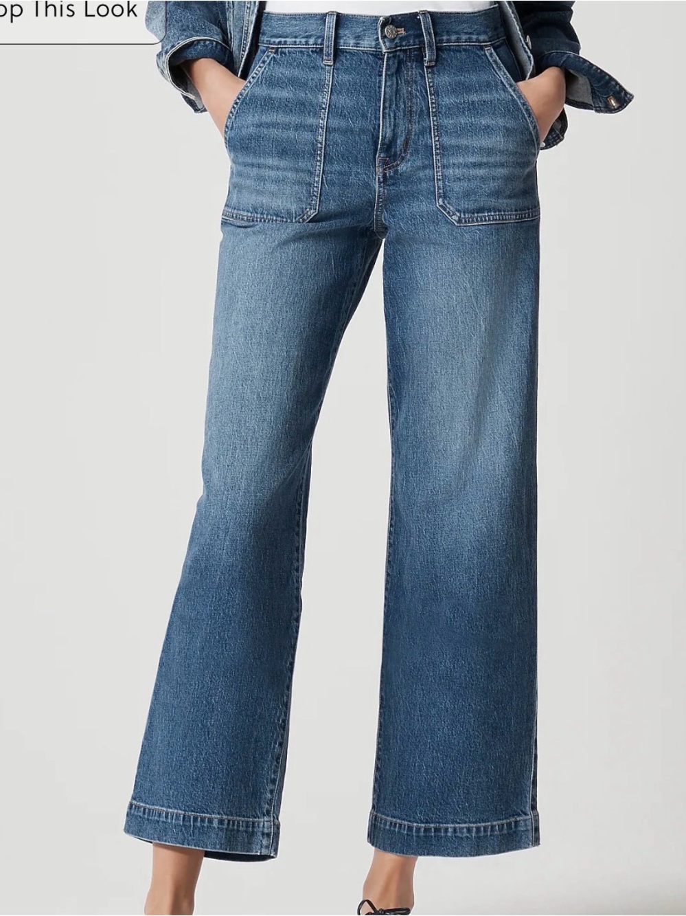 J. Crew Wide-Leg High-Rise Jeans in Medium Blue Denim